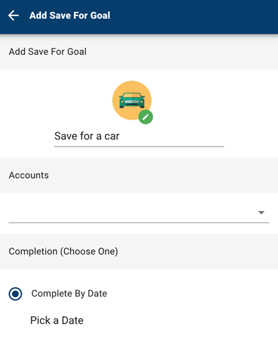 image detailing the add a savings goal process